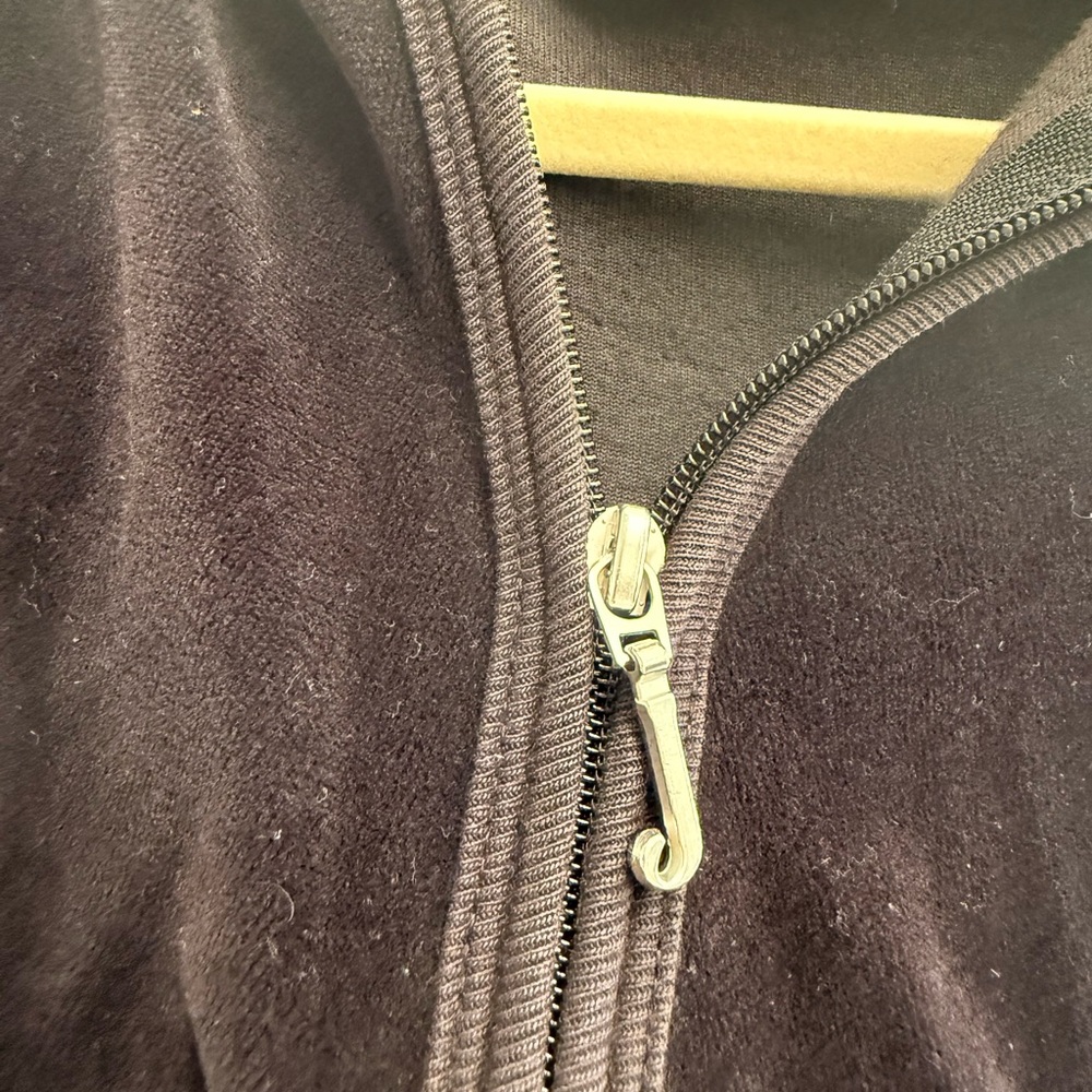 Juicy Couture Vintage Velour Black Velvet Lace Trim Tracksuit Jacket - Picture 6 of 11